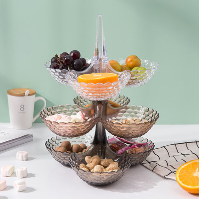 两个-可叠加多层水果盘客厅家用创意干果盒零食盘瓜子糖果盒茶几点心架
