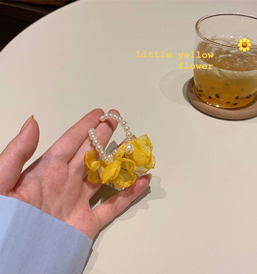 夏日之光珍珠花朵耳环2021年新款潮耳饰女气质大气925银针耳钉