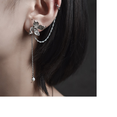 肌理花朵不规则耳环ins冷淡风小众耳骨夹2021新款金属设计感耳饰